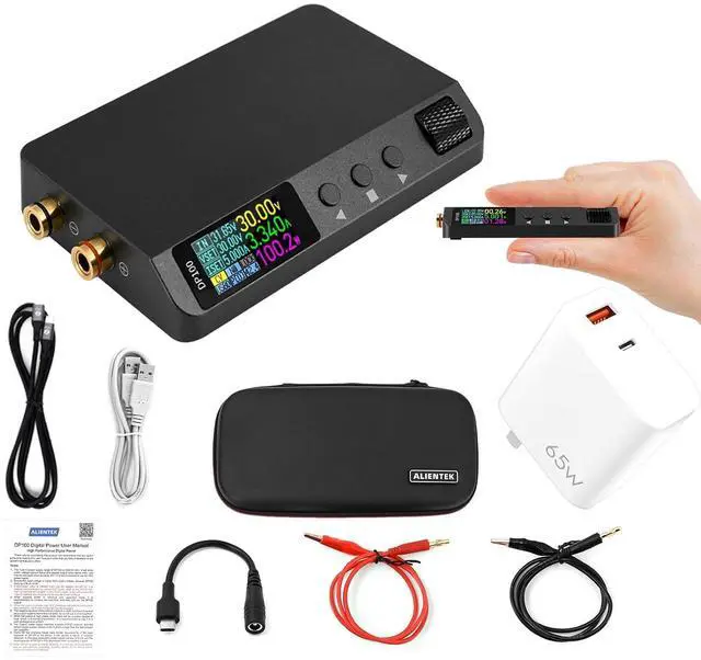 Main image of DP100 Pocket Digital DC Power Supply, 0.01V/1mA High Precision 30V 5A Programmable Bench Supply, PD/QC Fast Charge, PC Software, Overload Protection(DP100-1-C2C-PD65W)