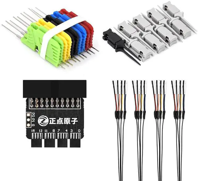 Alt view image 2 of 7 - Set Universal Chip Micro IC Clamp SOP SOIC TSOP MSOP SSOP SMD IC Test Clip Socket Adpter Programmer for Logic Analyzer Shielded Wire Adapter Board (OCDL16 x1-Wire x4)