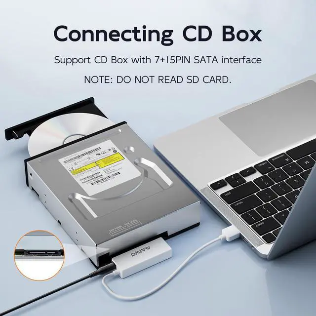 Alt view image 3 of 7 - External Hard Drive Enclosure for 3.5 2.5 Inch SATA SSD HDD, 6Gbps USB 3.0 to SATA Drive Adapter Case Cable, with SD Card Storage + CD Box Reader, 24TB Capacity(White)
