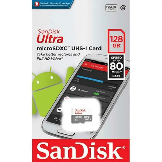 Alt view image 2 of 2 - Ultra SDSQUNS-128G-GN6MN 128GB 80MB/s UHS-I Class 10 microSDXC Card