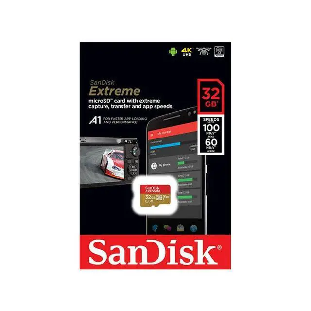 Alt view image 2 of 2 - 32GB SanDisk Extreme MicroSD Memory Card Bundle with SanDisk Adapter and MicroSD Reader for GoPro Cameras, Drones, and Smartphones
