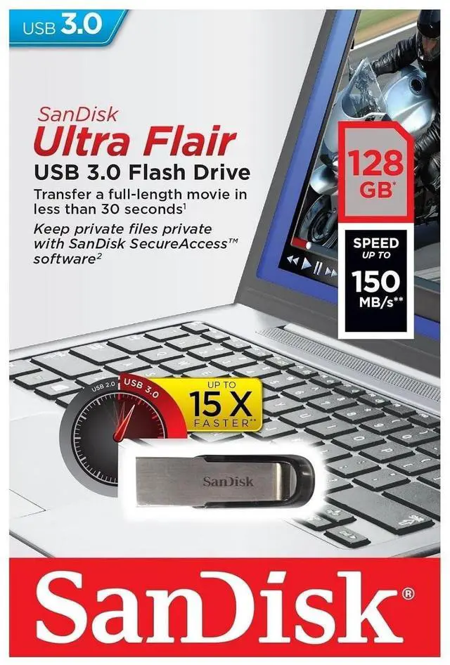 Alt view image 5 of 7 - Ultra Flair - USB Flash Drive - 128 GB - Silver