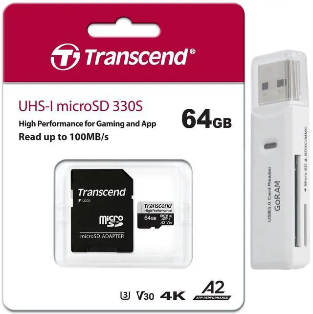 Main image of 64GB (1 Pack) MicroSDXC 330S High Performance Memory Card for Gaming, Smartphones, and Cameras Bundle with (1) GoRAM Reader (64GB)