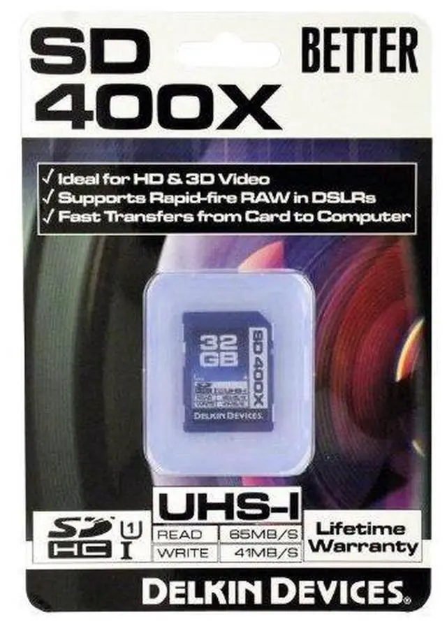 Alt view image 3 of 3 - Delkin 32GB 400X SDHC UHS-I Memory Card (DDSD400-32GB)