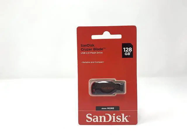 Alt view image 3 of 3 - Cruzer Blade USB Flash Drive, 128 GB, Black/Red (SDCZ50-128G-A46)