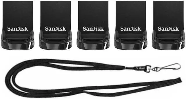 Main image of 16GB (5 Pack) Ultra Fit USB 3.1 Mini Flash Drive 130MB/s SDCZ430-016G Bundle with (1) GoRAM Lanyard (16GB, 5 Pack)