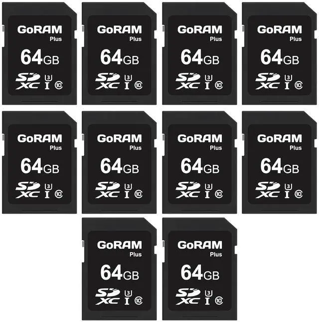 Main image of Plus 64GB SDXC Class 10 Camera Memory Card r90MB/s Bulk Packaging (10 Pack, 64, GB)