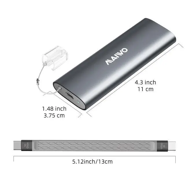 Alt view image 7 of 7 - M.2 NVMe SSD Enclosure Tool Free, USB 3.1 10Gbps with UASP Trim, M.2 NVMe PCIe SSD to USB C Adapter Reader Case 8TB Capacity