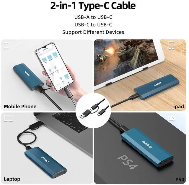 Alt view image 6 of 7 - M.2 SSD Enclosure for PCIe NVMe and NGFF SATA Solid State Drive, USB C 3.1 10Gbps with UASP Trim, 8TB Capacity, Tool Free M.2 to USB Adapter Case Reader