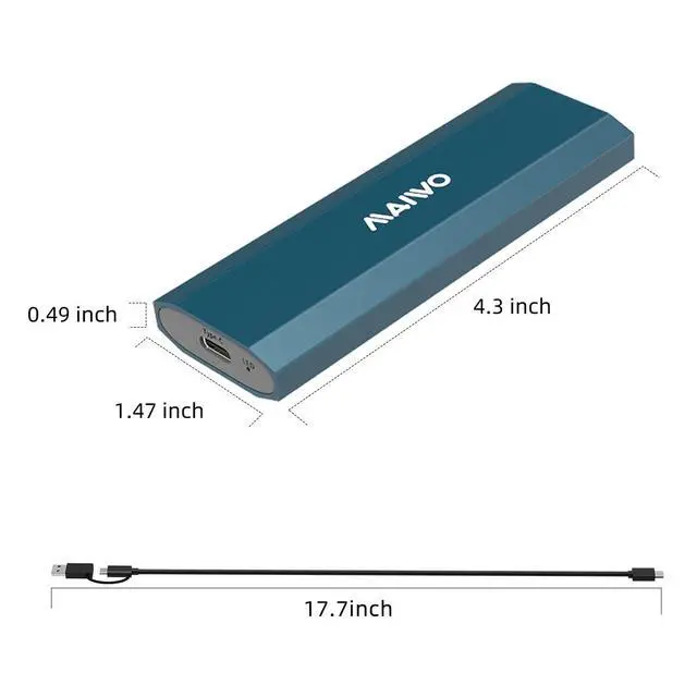 Alt view image 7 of 7 - M.2 SSD Enclosure for PCIe NVMe and NGFF SATA Solid State Drive, USB C 3.1 10Gbps with UASP Trim, 8TB Capacity, Tool Free M.2 to USB Adapter Case Reader