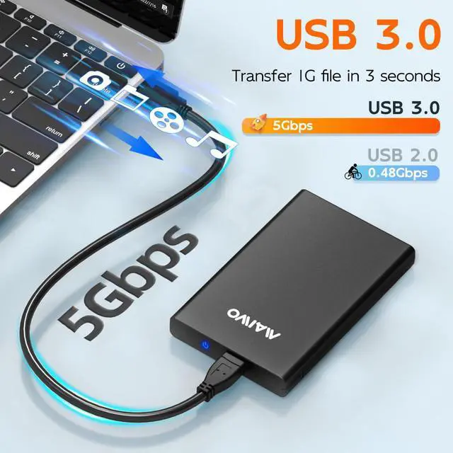 Alt view image 2 of 6 - Hard Drive Enclosure for 2.5 inch SATA HDD SSD 7-9.5mm, USB 3.0 6Gbps with UASP, 6TB Capacity, Tool Free External Hard Drive Adapter Reader Case