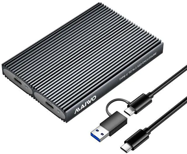 Main image of Dual Bay M.2 NVMe SSD Enclosure, USB3.1 GEN2 10Gbps with UASP Trim, Up to 16TB, Tool Free PCIe NVMe SSD Enclosure for 2230/2242/2260/2280mm M Key B+M Key