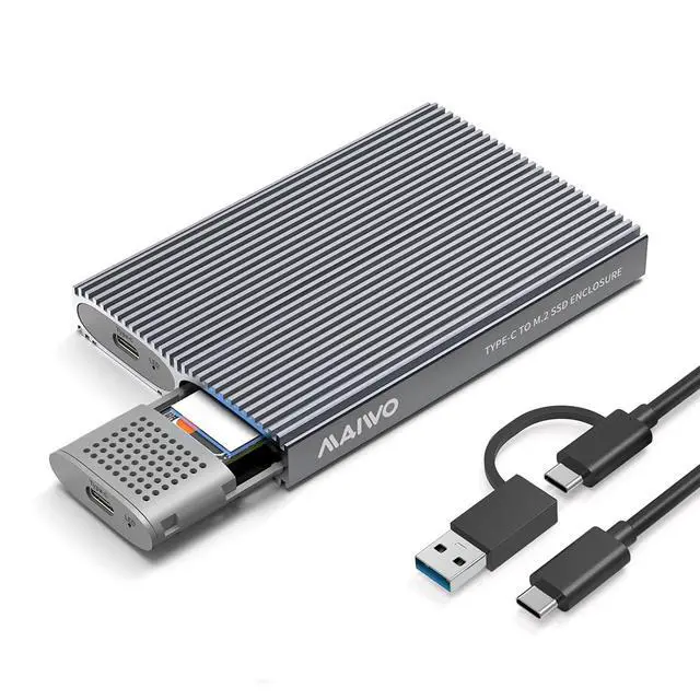 Alt view image 7 of 7 - Dual Bay M.2 NVMe SSD Enclosure, USB3.1 GEN2 10Gbps with UASP Trim, Up to 16TB, Tool Free PCIe NVMe SSD Enclosure for 2230/2242/2260/2280mm M Key B+M Key