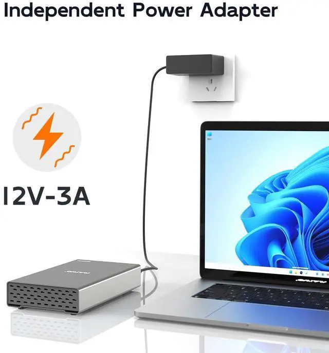 Alt view image 6 of 6 - Dual Bay Enclosure for M.2 NVMe SATA SSD and 2.5 3.5 inch SATA SSD HDD, External Hard Drive to USB C Adapter, 10Gbps 32TB CapacityDO NOT Support Clone