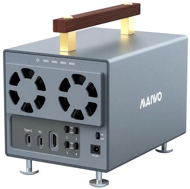 Main image of 4 Bay Hard Drive Enclosure for 3.5 Inch SATA HDD with SATA III Chipset USB3.2 Gen2 10Gbps Speed, Support HDTV/Type-C Extension/Daisy Chain, 96TB Capacity, External 3.5'' HDD Enclosure