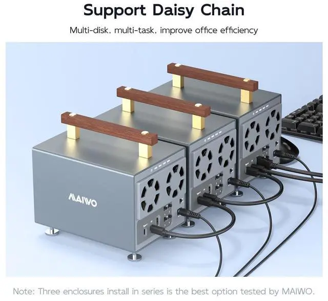 Alt view image 5 of 7 - 4 Bay Hard Drive Enclosure for 3.5 Inch SATA HDD with SATA III Chipset USB3.2 Gen2 10Gbps Speed, Support HDTV/Type-C Extension/Daisy Chain, 96TB Capacity, External 3.5'' HDD Enclosure