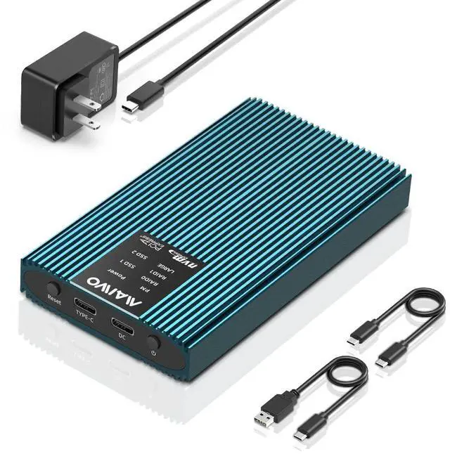 Main image of NVMe RAID Enclosure Dual Bay M.2 PCIe NVMe SSD Reader with RAID 0/1/PM/JBOD, USB 3.2 GEN2x2 Type-C 20Gbps Speed, 16TB Capacity (K2022R)