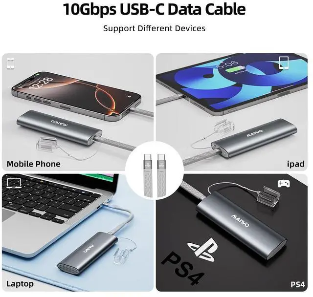 Alt view image 5 of 7 - M.2 NVMe SSD Enclosure Tool Free, USB 3.1 10Gbps with UASP Trim, M.2 NVMe PCIe SSD to USB C Adapter Reader Case 8TB Capacity