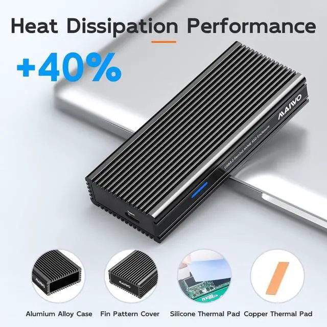 Alt view image 4 of 7 - M.2 NVMe SSD Enclosure 20Gbps USB3.2 GEN2x2, NVMe to USB Adapter Reader Support Thunderbolt3/4 USB4/3.2/3.1/3.0 Aluminum Case 8TB Capacity