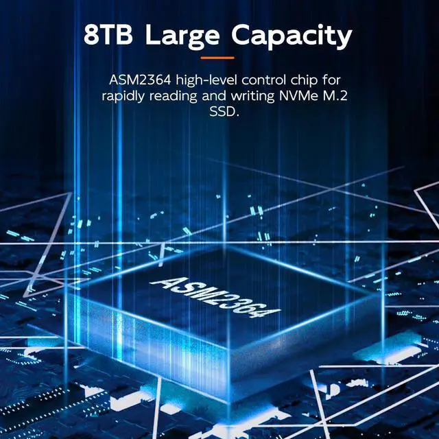 Alt view image 5 of 7 - M.2 NVMe SSD Enclosure 20Gbps USB3.2 GEN2x2, NVMe to USB Adapter Reader Support Thunderbolt3/4 USB4/3.2/3.1/3.0 Aluminum Case 8TB Capacity