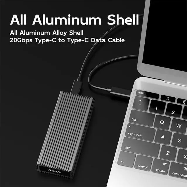 Alt view image 7 of 7 - M.2 NVMe SSD Enclosure 20Gbps USB3.2 GEN2x2, NVMe to USB Adapter Reader Support Thunderbolt3/4 USB4/3.2/3.1/3.0 Aluminum Case 8TB Capacity