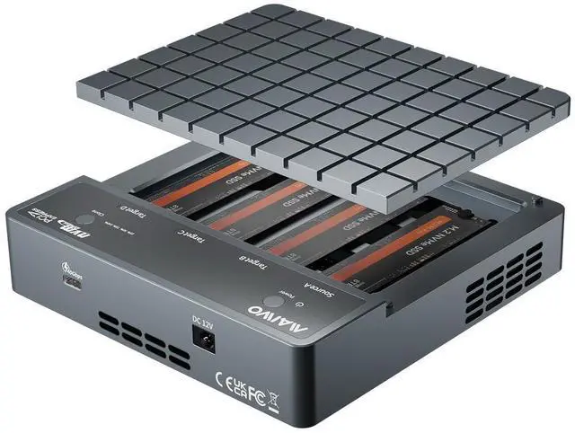 Main image of 4 Bay NVMe Cloner Enclosure USB4 40Gbps, M.2 PCIe NVMe SSD Reader Duplicator 1-to-3 Clone with Cooling Fan, Compatible with Thunderbolt4/3 USB4/3.2/3.1/3.0