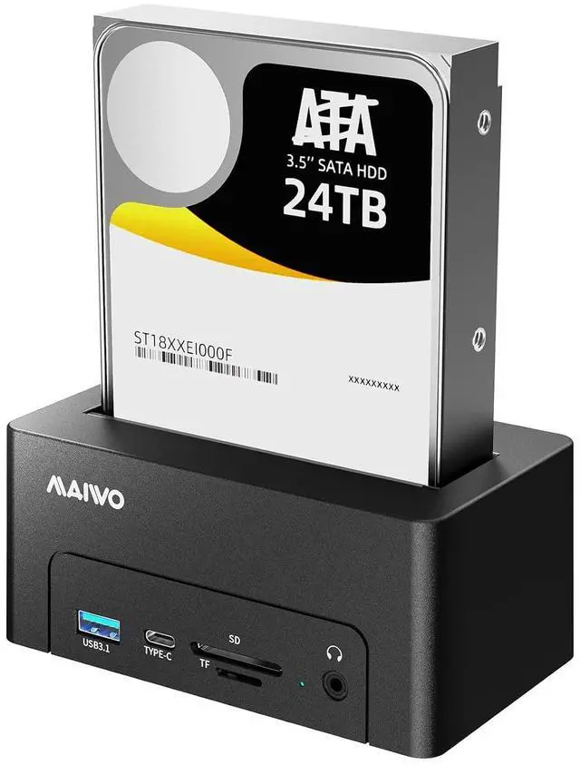 Main image of Hard Drive Docking Station for 2.5 3.5 Inch SATA HDD SSD, USB 3.0/eSATA 5Gbps Speed with UASP, 24TB Capacity, External HDD Reader