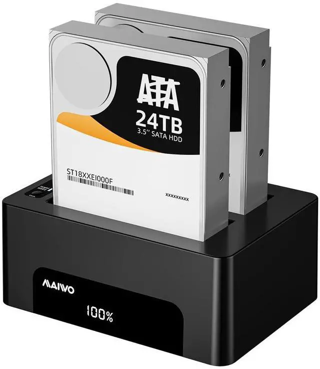 Main image of Dual Bay Hard Drive Docking Station with Offline Clone for 2.5 3.5 Inch SATA HDD SSD, USB 3.0 5Gbps Speed with UASP, 48TB Capacity, External Hard Drive Duplicator Cloner