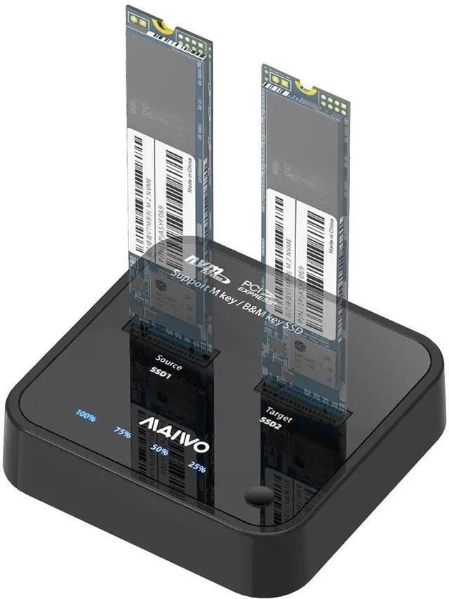 Main image of NVMe Cloner M.2 Duplicator for PCIe NVMe M Key SSD, USB C to SSD Adapter, Dual Bay Hard Drive Docking Station Reader with UASP, 20Gbps USB C&A Cables, 5V 3A Power