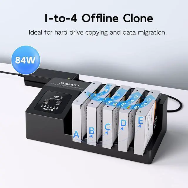 Alt view image 5 of 7 - USB 3.0 to SATA I/II/III Hard Drive Cloner Docking Station for 2.5 3.5 Inch SATA HDD SSD, 5 Bay External Hard Drive Duplicator Reader with UASP, 120TB Capacity, Tool Free
