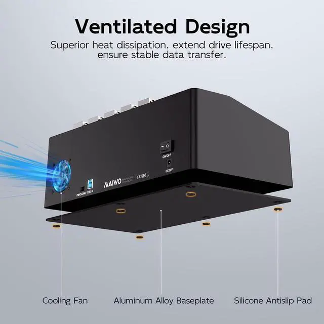 Alt view image 6 of 7 - USB 3.0 to SATA I/II/III Hard Drive Cloner Docking Station for 2.5 3.5 Inch SATA HDD SSD, 5 Bay External Hard Drive Duplicator Reader with UASP, 120TB Capacity, Tool Free