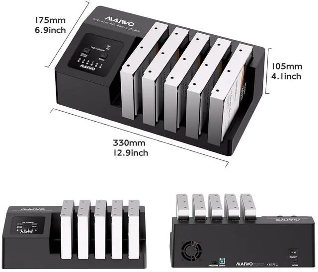 Alt view image 7 of 7 - USB 3.0 to SATA I/II/III Hard Drive Cloner Docking Station for 2.5 3.5 Inch SATA HDD SSD, 5 Bay External Hard Drive Duplicator Reader with UASP, 120TB Capacity, Tool Free