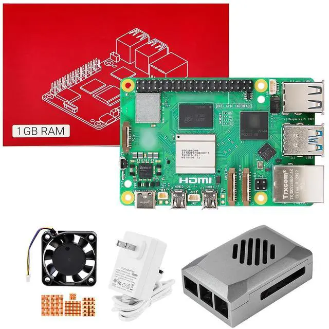 Main image of Pi 5 1GB Kit with 27W 5.1V5A USB-C Power Supply,Pi5 1GB Board,64GB ABS Case