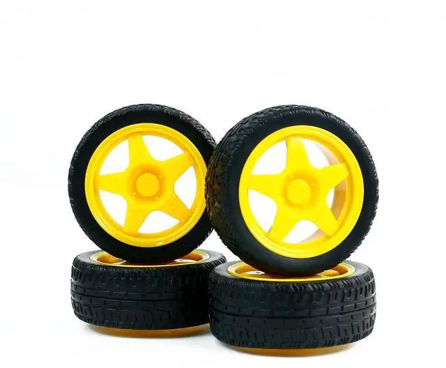 Main image of Tire Wheel 4pcs Rubber Tyres 2.6in Tyres Model Gear Parts with Convex Wheel Hub for Programmable Smart RC Robot Car