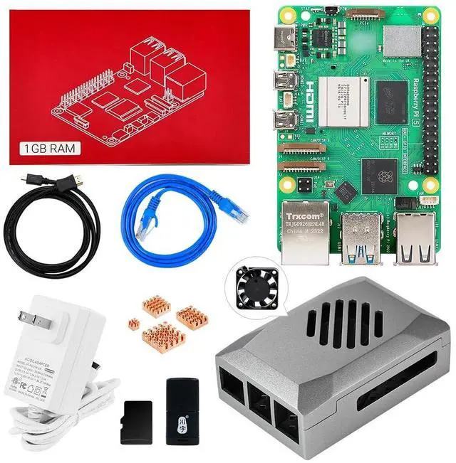 Main image of RPi 5 RAM 1GB with 64GB Edition RPi OS 27W 5.1V5A USB-C Power Supply,Pi5 1GB Board,64GB Card Readers Kit,Pi 5 Case