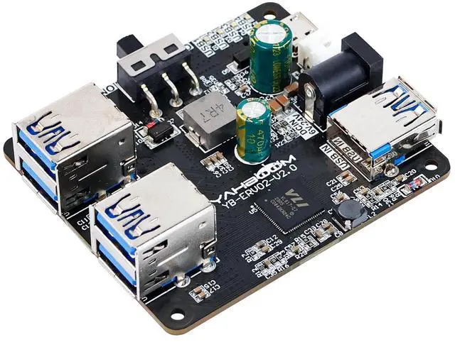 Main image of 4 Port USB 3.0 Hub for Raspberry Pi Jetson Nano ROS Robot, Compatible with USB 3.0/2.0/1.1 Driver-Free Plug&Play, Onboard External USB-A5V (Micro-USB)9~24V Power Port, for High-Power Device