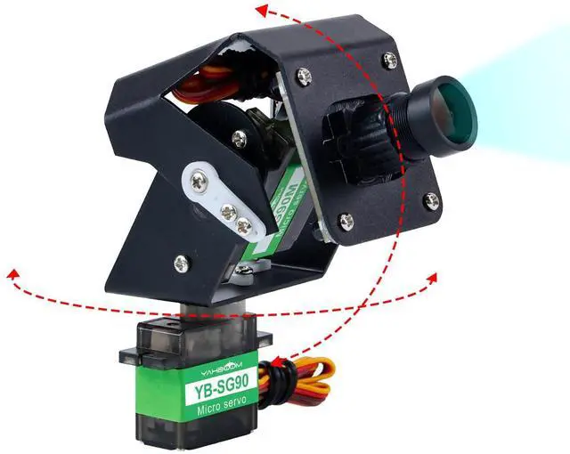 Main image of Digital Servo 2DOF Multi-Angle Steering Gimbal Electric 2 Degrees of Freedom Camera PTZ with LED Light for DIY Robot Car (2DOF Basic Ver)