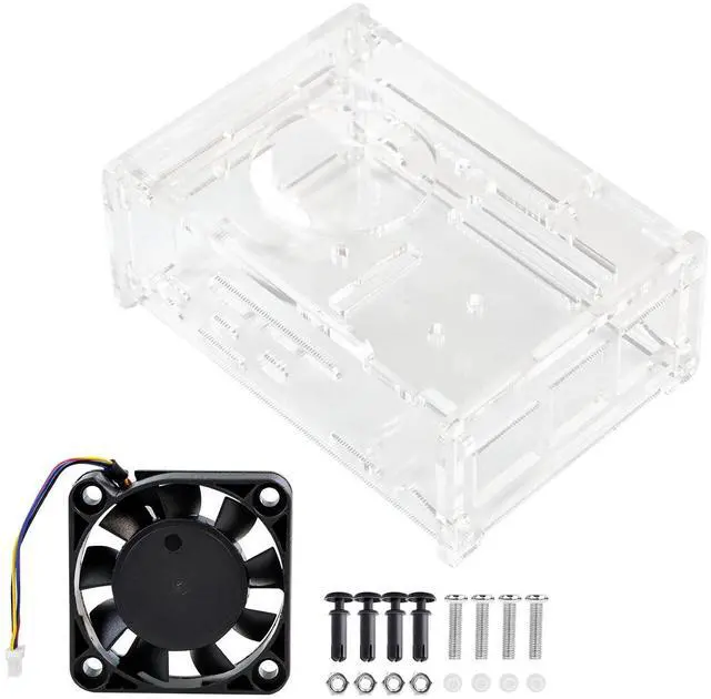 Main image of Raspberry Pi 5 Heatsink Kit with Embedded Heatsink Cooling PWM Fan and Acrylic Case Compatible with Pi 5 (Pi5 Acrylic case+Fan)
