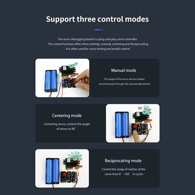 Alt view image 6 of 7 - RC Servo Tester Channels Servo Motors Controller Centering Tool with Over-Current Protection, 2 Control Modes Support Manual Adjustment Courier Return Overcurrent Test (Servo Tester 1 chan)