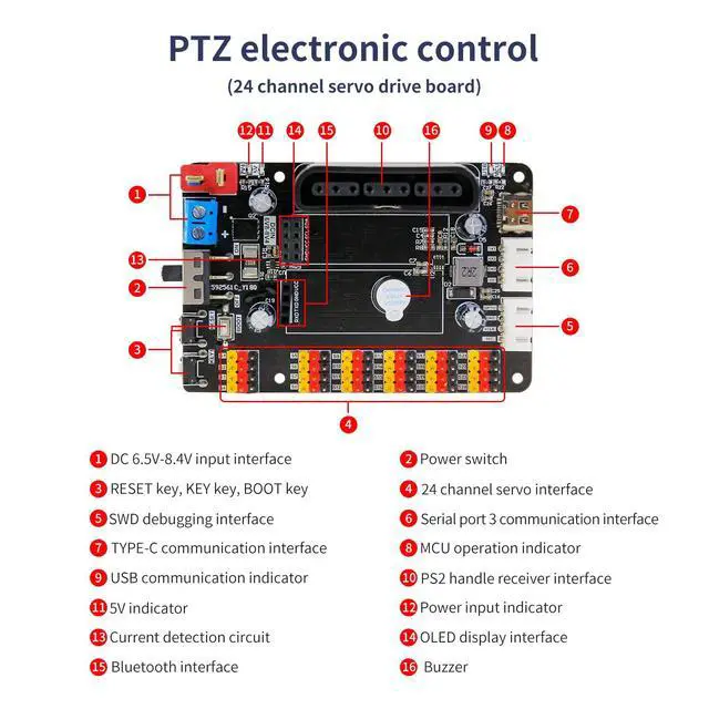 Alt view image 7 of 7 - 2-DOF Servo Pan-Tilt Kit for DIY Robot, Electric Platform with Metal Servo, Accessories for Camera or Robot Arms Bracket (2DOF Metal servo with Control Board and Handle)