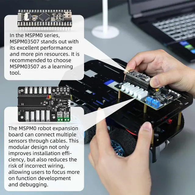 Alt view image 7 of 7 - Smart Chassis Car 2WD Kit with 520 Encoder Motor,Aluminum Alloy Frame,with Expansion Board Driver,for DIY Educational Robot Car Kit(Unassembled) Without Battery