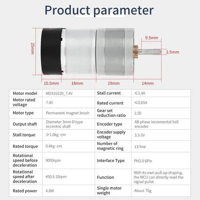 Alt view image 2 of 7 - DC Motors 12V 7.4V High Torque Electric Geared Motor for DIY Toys Science Experiments (310 Motor 450RPM)