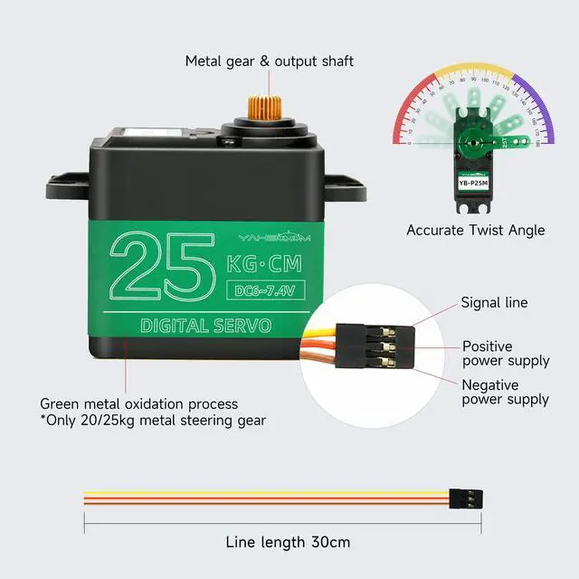 Alt view image 3 of 7 - 25KG High Torque Digital Servo Full Metal Gear Servo Motor for RC Model DIY Waterproof Control Angle 180° DS3218MG (25kg servo)