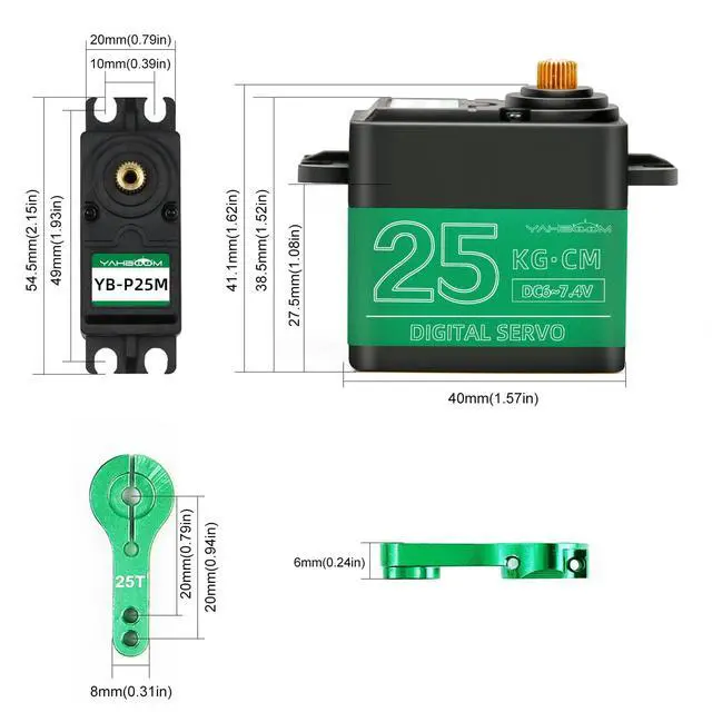 Alt view image 4 of 7 - 25KG High Torque Digital Servo Full Metal Gear Servo Motor for RC Model DIY Waterproof Control Angle 180° DS3218MG (25kg servo)