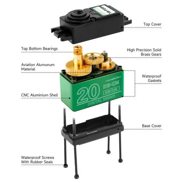 Alt view image 2 of 7 - Digital Servo High Torque Servo Motor Full Metal Gear for RC Model DIY Waterproof Control Angle 180° DS3218MG (20kg servo)