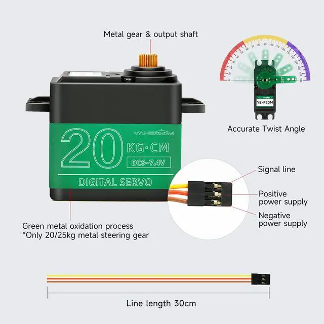 Alt view image 4 of 7 - Digital Servo High Torque Servo Motor Full Metal Gear for RC Model DIY Waterproof Control Angle 180° DS3218MG (20kg servo)
