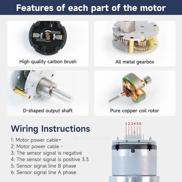 Alt view image 2 of 6 - DC Motors 12V 7.4V High Torque Electric Geared Motor for DIY Toys Science Experiments (520 Motor 205RPM)