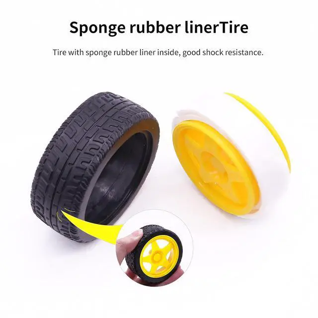 Alt view image 2 of 7 - Tire Wheel 4pcs Rubber Tyres 2.6in Tyres Model Gear Parts with Convex Wheel Hub for Programmable Smart RC Robot Car