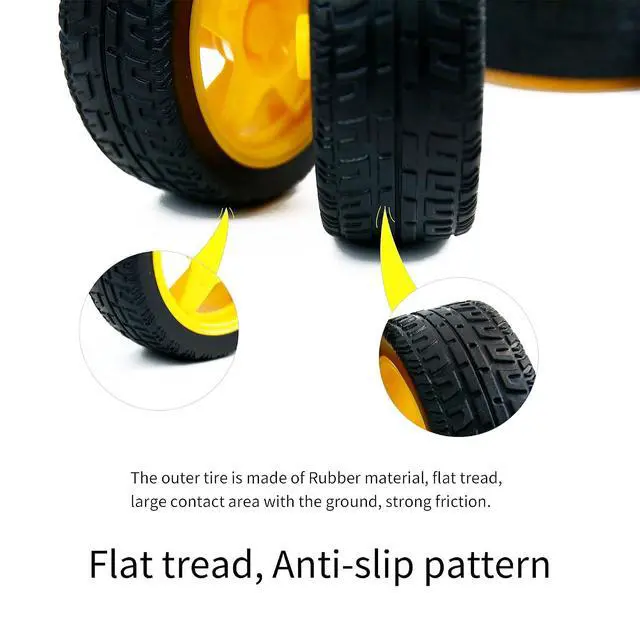 Alt view image 3 of 7 - Tire Wheel 4pcs Rubber Tyres 2.6in Tyres Model Gear Parts with Convex Wheel Hub for Programmable Smart RC Robot Car