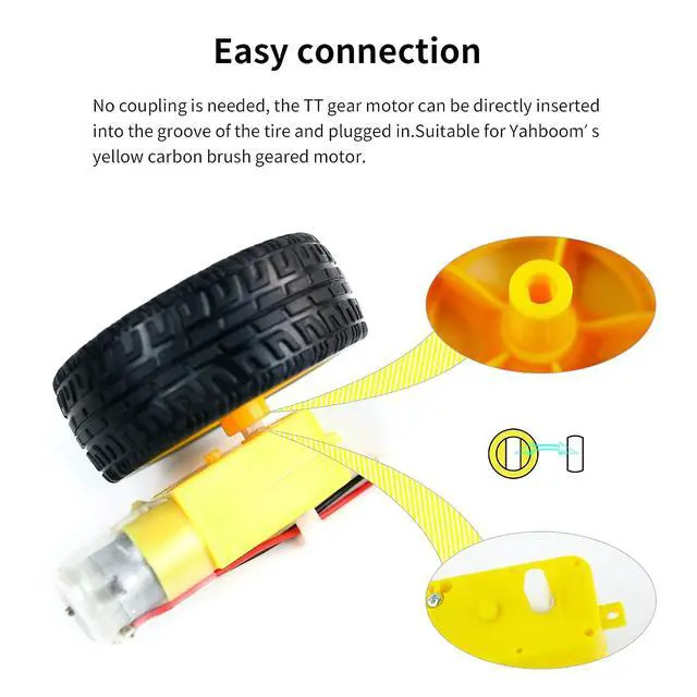 Alt view image 4 of 7 - Tire Wheel 4pcs Rubber Tyres 2.6in Tyres Model Gear Parts with Convex Wheel Hub for Programmable Smart RC Robot Car